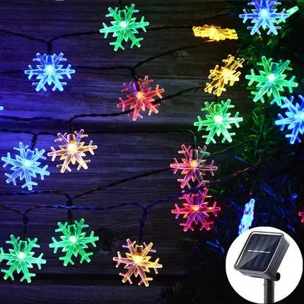 Snowflake Solar LED Fairy Light Outdoor Festoon Garland String Lights Christmas Wedding Party Garden Tree Solar Lamp Decoration