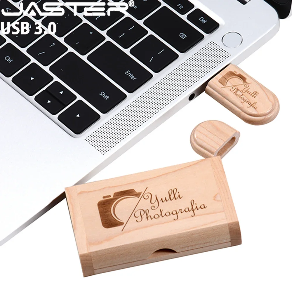 50PCS/LOT Wooden USB 3.0 Flash Drives 128GB High speed Pen drive 64GB 32GB with Box Memory Stick Creative gift U disk for Laptop