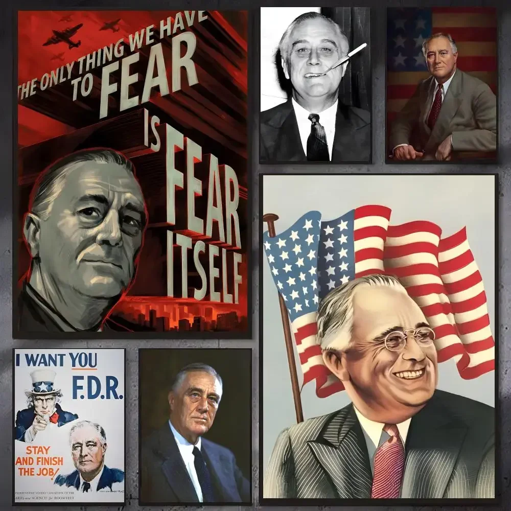 Historical Figure Politics Franklin D. Roosevelt Poster Wall Ornament Home Decor Young Decor Fans