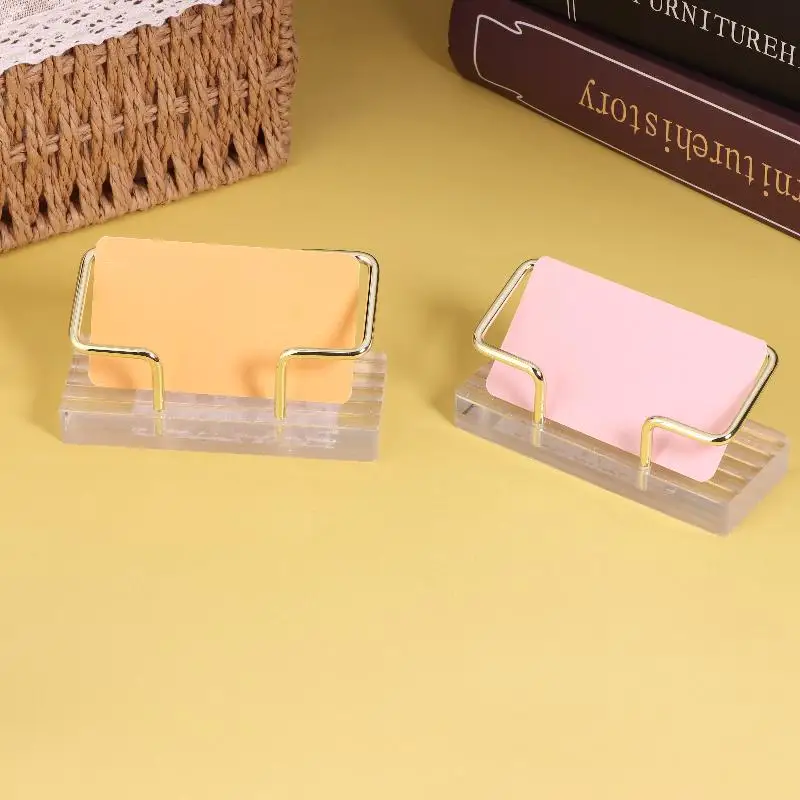 1Pcs Business Card Holder Desktop Card Display Stand Office Desk Bracket Organizer With Metal Frame Sticky Note Holder