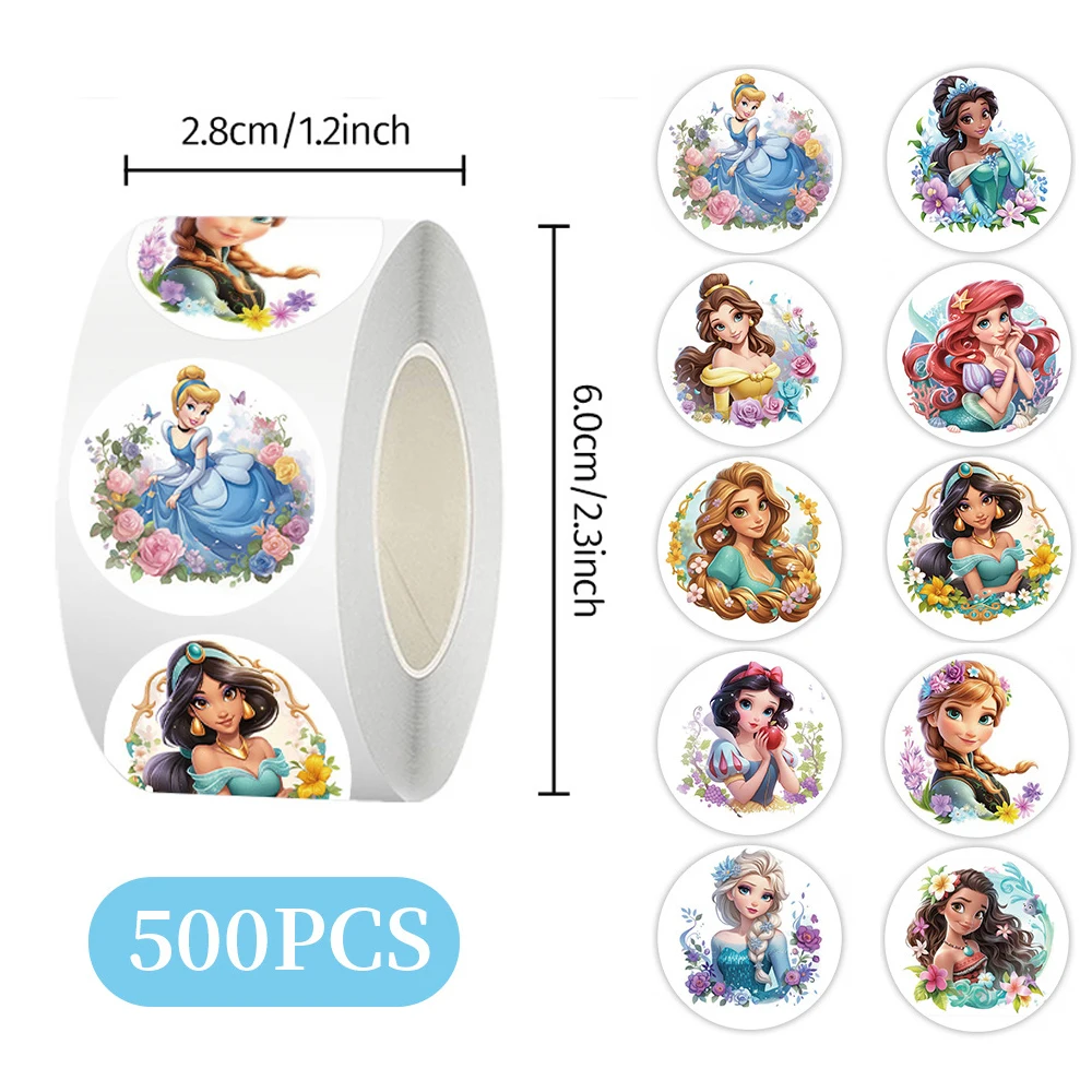

500pcs/Roll Mixed Disney Princess Cartoon Stickers Cute Decals DIY Motorcycle Guitar Helmet Car Aesthetic Anime Girl Sticker Toy