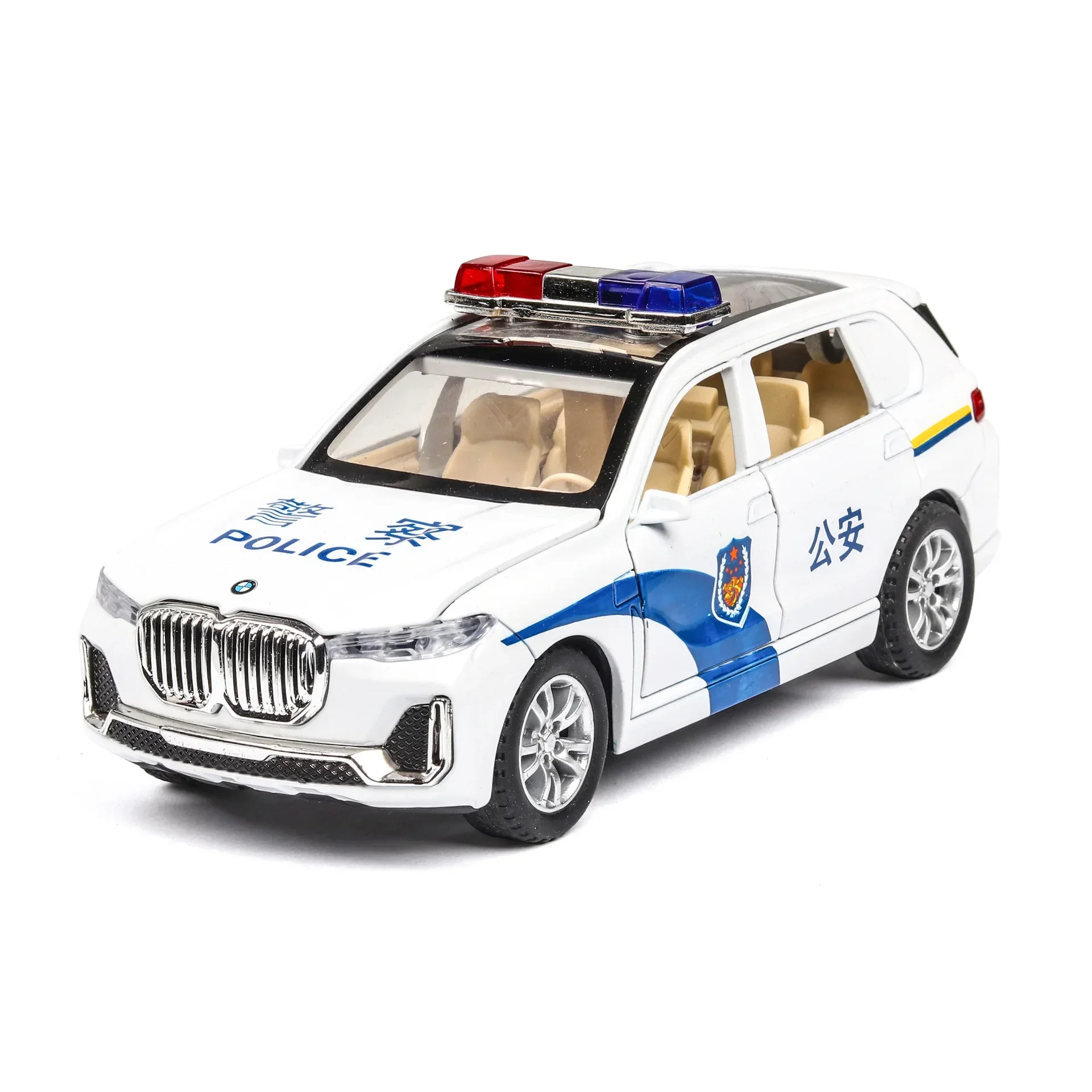 1:32 BMW X7 Politie Fire SWAT Auto Diecast Legering Model Auto Geluid En Licht Pull Back Functie Kinderen Speelgoed Cadeau voor Kinderen A36Fashi