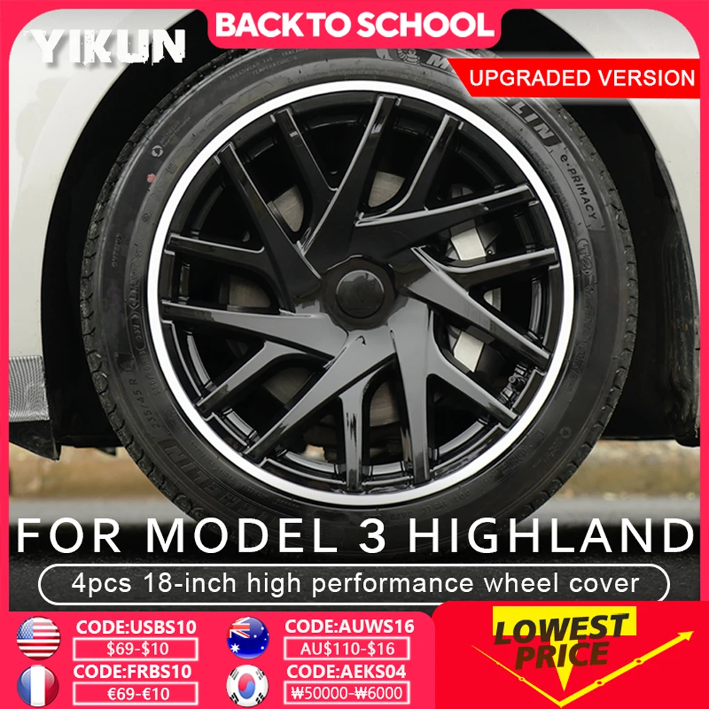 

4PCS HubCap for Tesla Model 3 Highland 2025 18 Inch Performance Wheel Cap Replacement Automobile Full Rim Cover Accessories 2024