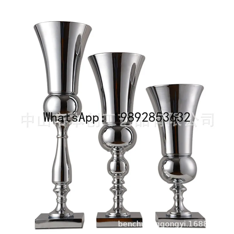 

PYJ wedding road introduction decoration vase wrought iron flower stand wedding supplies electroplated gold flower