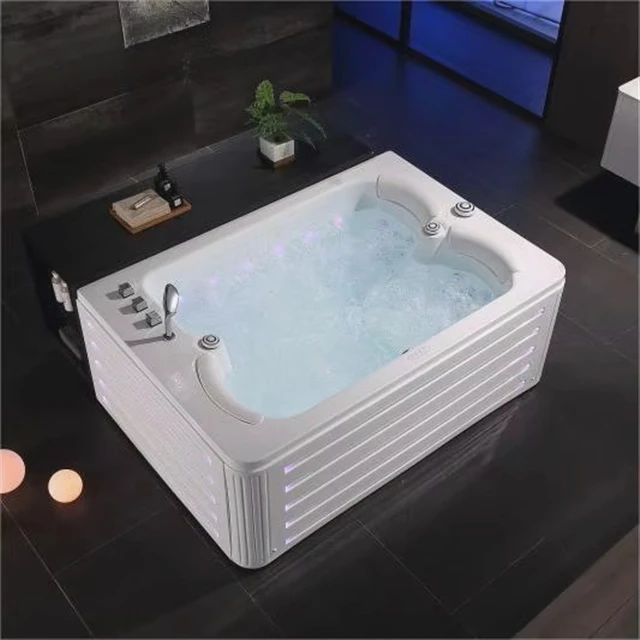 /2-3 Person House Couples Black Bathtub Adults Villas Rich 1.92m /Luxury Indoor Acrylic Hydro Stainless Steel Jets Massage