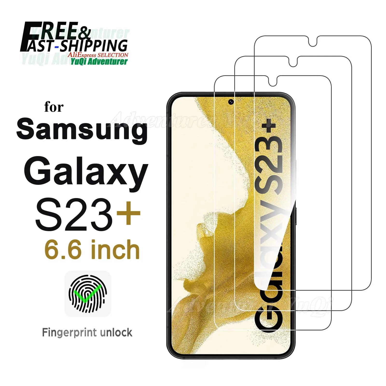 

Screen Protector For Samsung Galaxy S23 Plus 6.6 inch Tempered Glass HD Crystal 9H High Aluminum Fingerprint Unlock