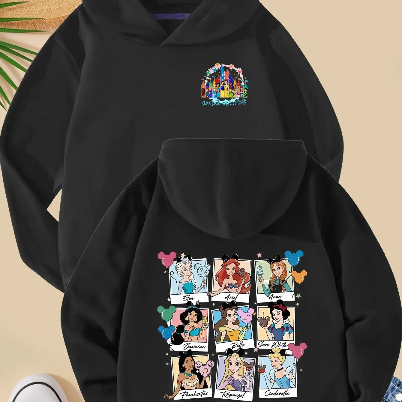 سترة بقلنسوة لأميرات ديزني للفتيات - هدية عيد ميلاد وعيد الميلاد باللون الوردي الباستيل مع سندريلا لسترة أرييل للأطفال الصغار #2