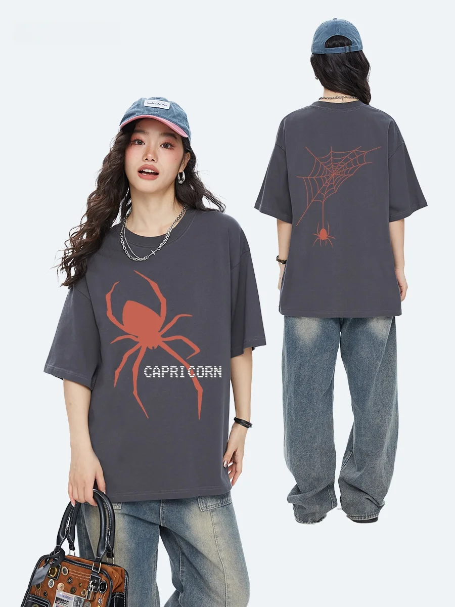 Capricorn Red Spider American Street Style Women's Short Sleeve T-Shirt Summer Trendy Brand Inner Wear Half Sleeve Top