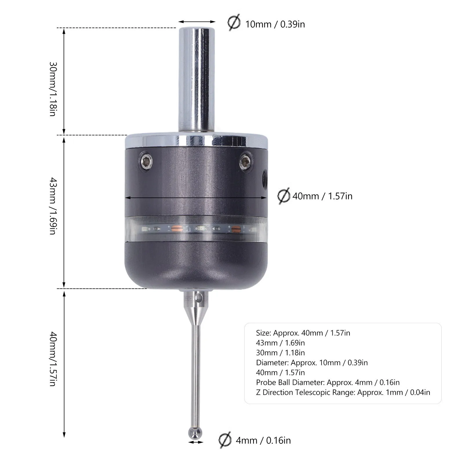 Waterproof 3D  Finder Probe 3D  Finder Probe Waterproof Digitizing Touch Probe for CNC with 4mm Ball Tip Metal Gray