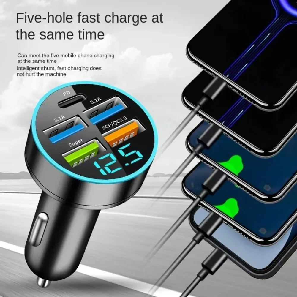 2PCS New SUPER+PD+3.1A Five/Six/Eight Port Car Charger Multi Port 6USB Car Charger