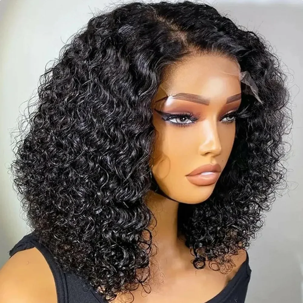

Deep Wave Bob Wig Human Hair 4x4 HD Curly Bob Lace Closure Wigs Human Hair Pre Plucked Wear And Go Glueless Short Curly Lace Wig