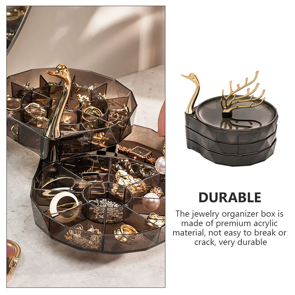 Acryl Schmuck Schwan Form Multi Layer Halskette Ohrringe Lagerung Schmuck Fall Box Container Display Home Desktop