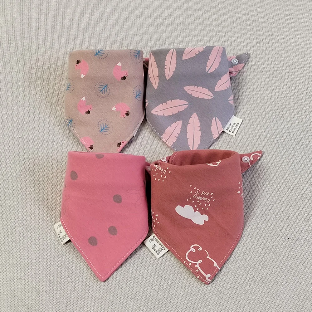 4 Pieces/Lot Baby Girl Bibs Cotton Triangle Saliva Towel Newborn Stuff Infant Bandana Bib For Baby Feeding