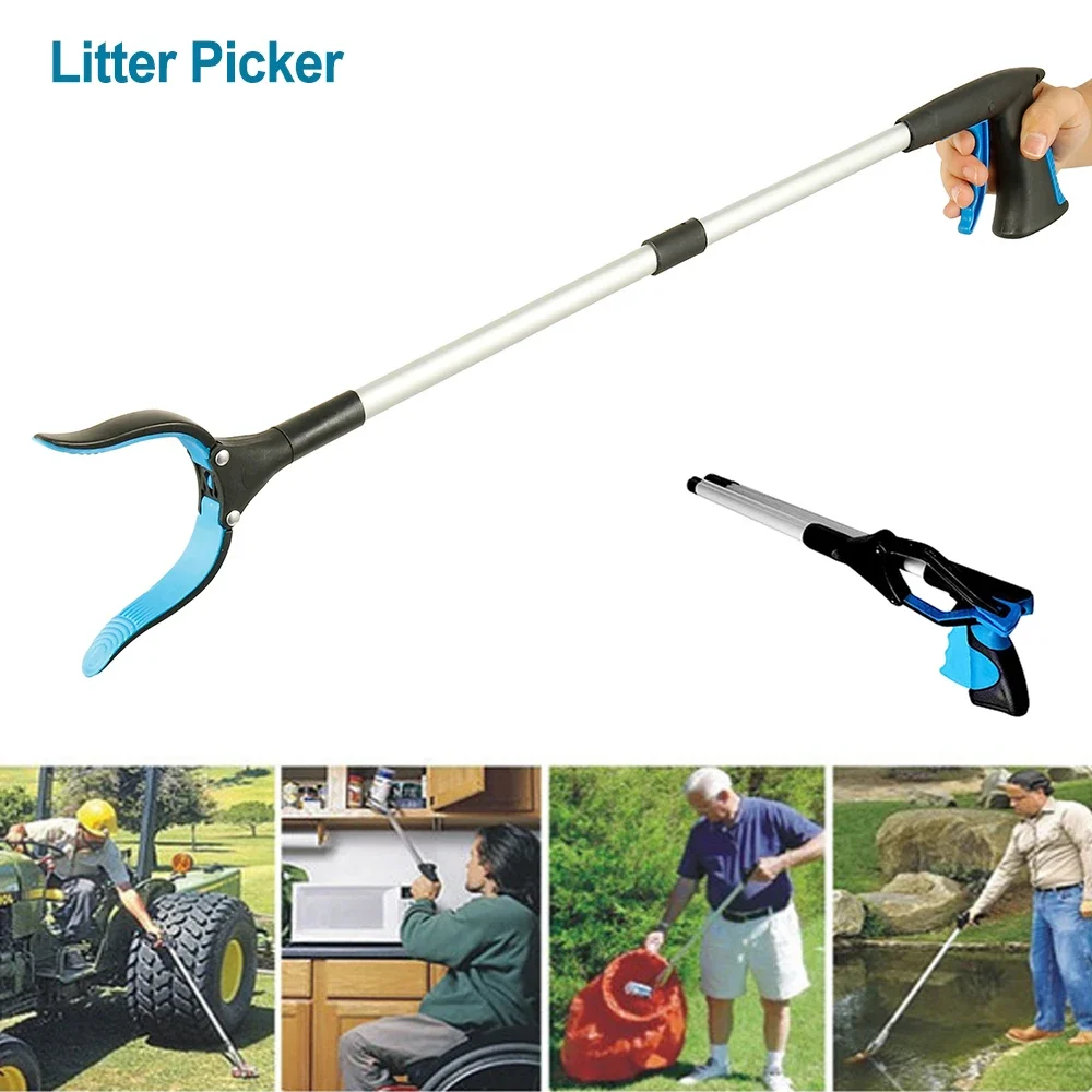 Faltbare Müllclip-Verlängerungsklemme, 32 Zoll, extra langer, faltbarer Pick-Up-Stick mit magnetischem Griff 360 ° Rotierende Anti-Rutsch-Backe – Detail 4