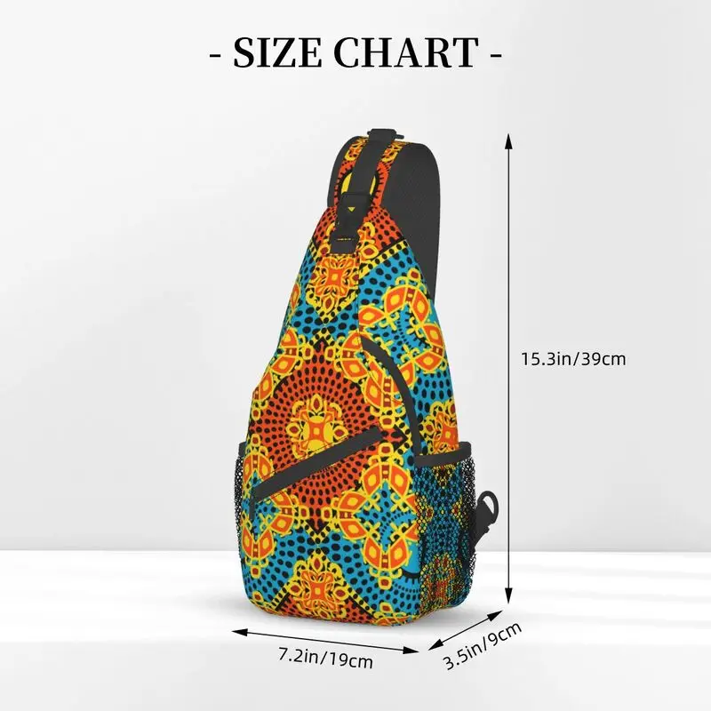 Colorful African Ankara Flower Print Sling Bag for Cycling Camping Men Africa Tribal Chest Crossbody Backpack Shoulder Daypack