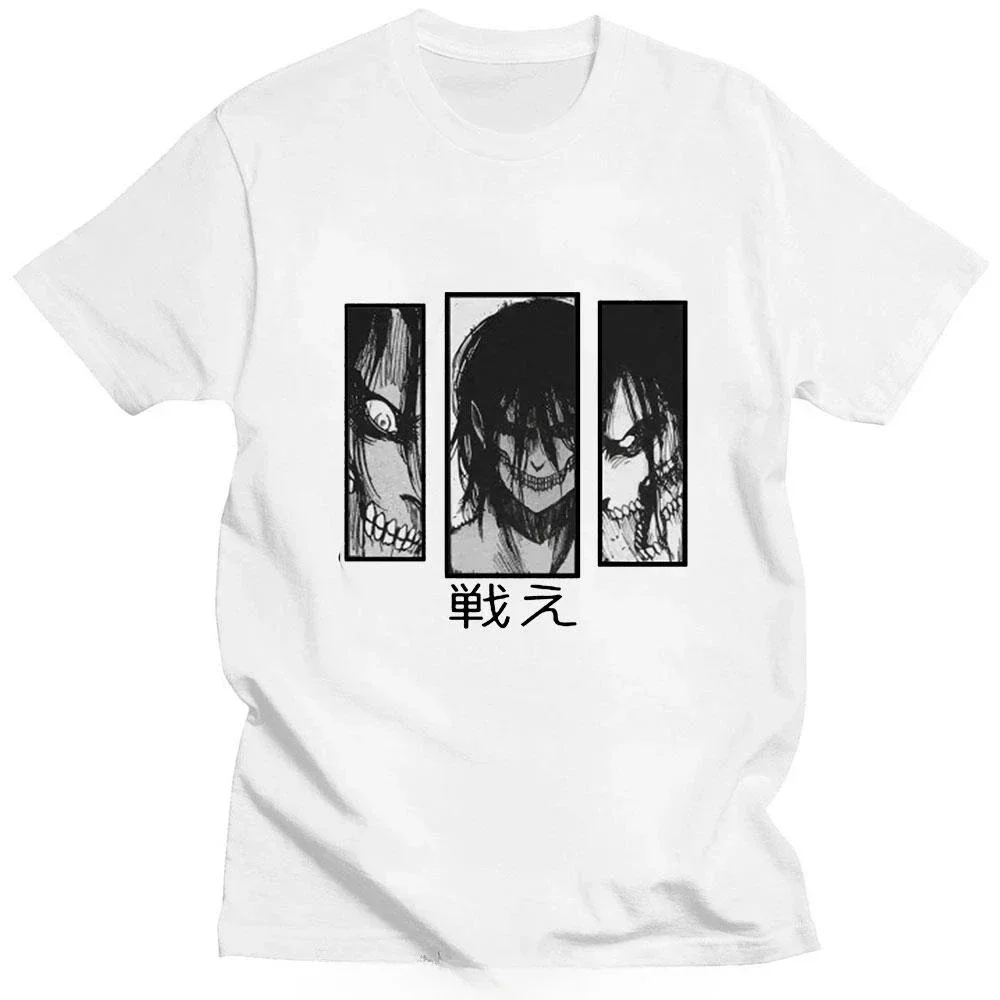 Tees Tops Attack On Titan Eren  Japanese Style Street Tshirt oversized new Print Summer Short Sleeved Casual Men T-shirt 2024