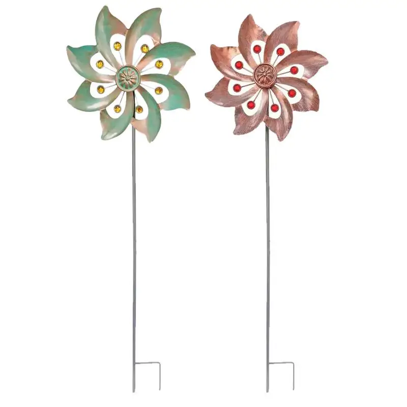 

Wind Spinner Metal Flowers Shape Wind Spinner Waterproof Coating Wind Sculptures Garden Decor Wind Spinner For Patio Lawn Yard