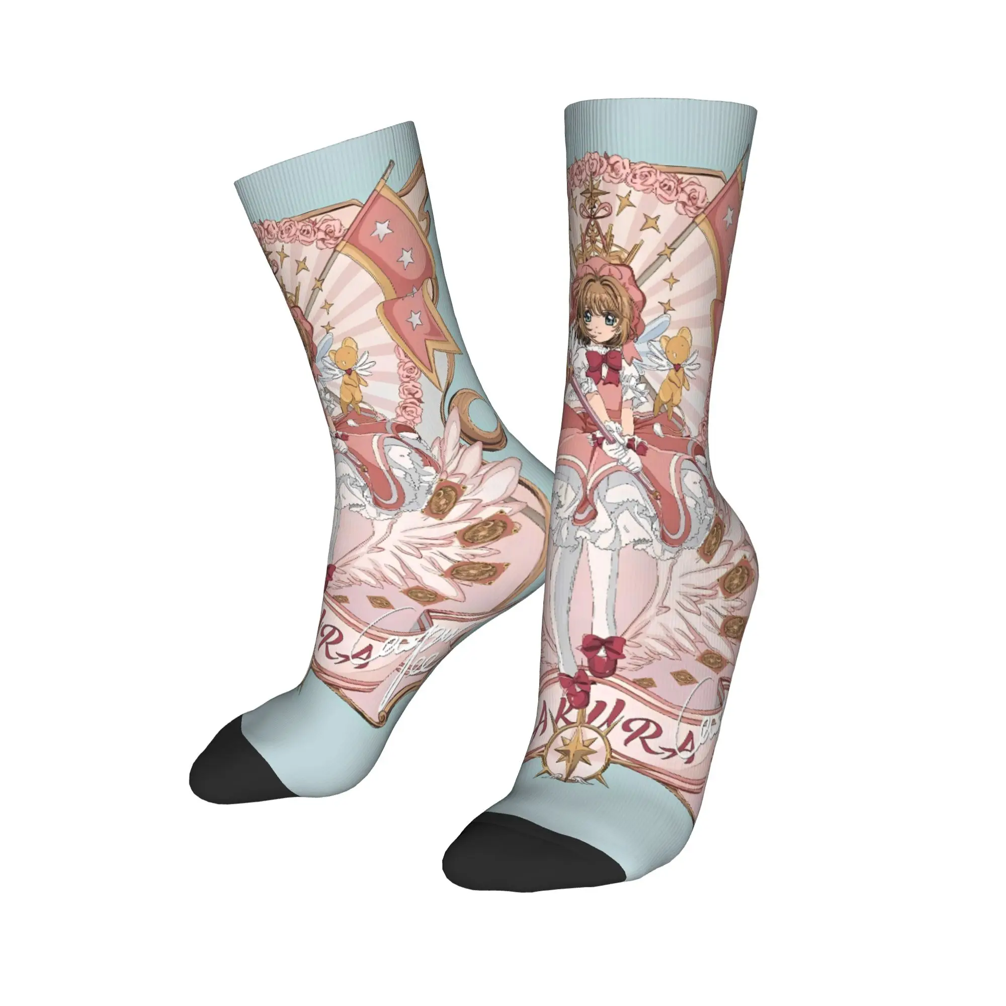 Medias de Anime Sakura Cardcaptor, calcetines coreanos transpirables para hombres y mujeres, calcetines con patrón antideslizante para exteriores de otoño, regalo