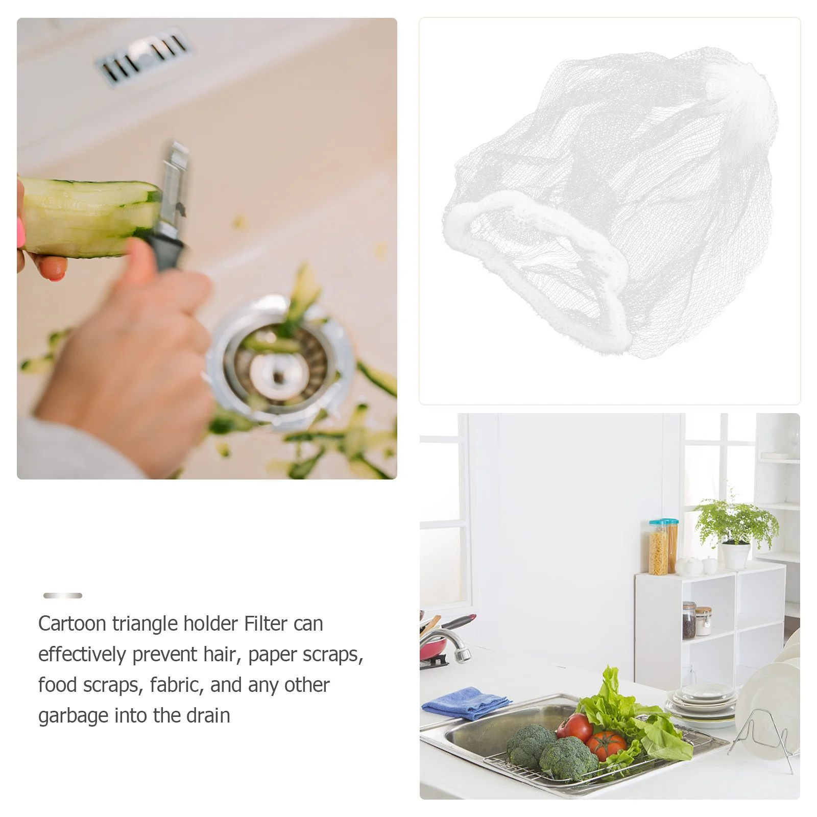 

200Pcs Drainage Filter Pouch High-Grade Material Elastic Fit Different Sizes Easy Catch Replace Sanitary Filter Net