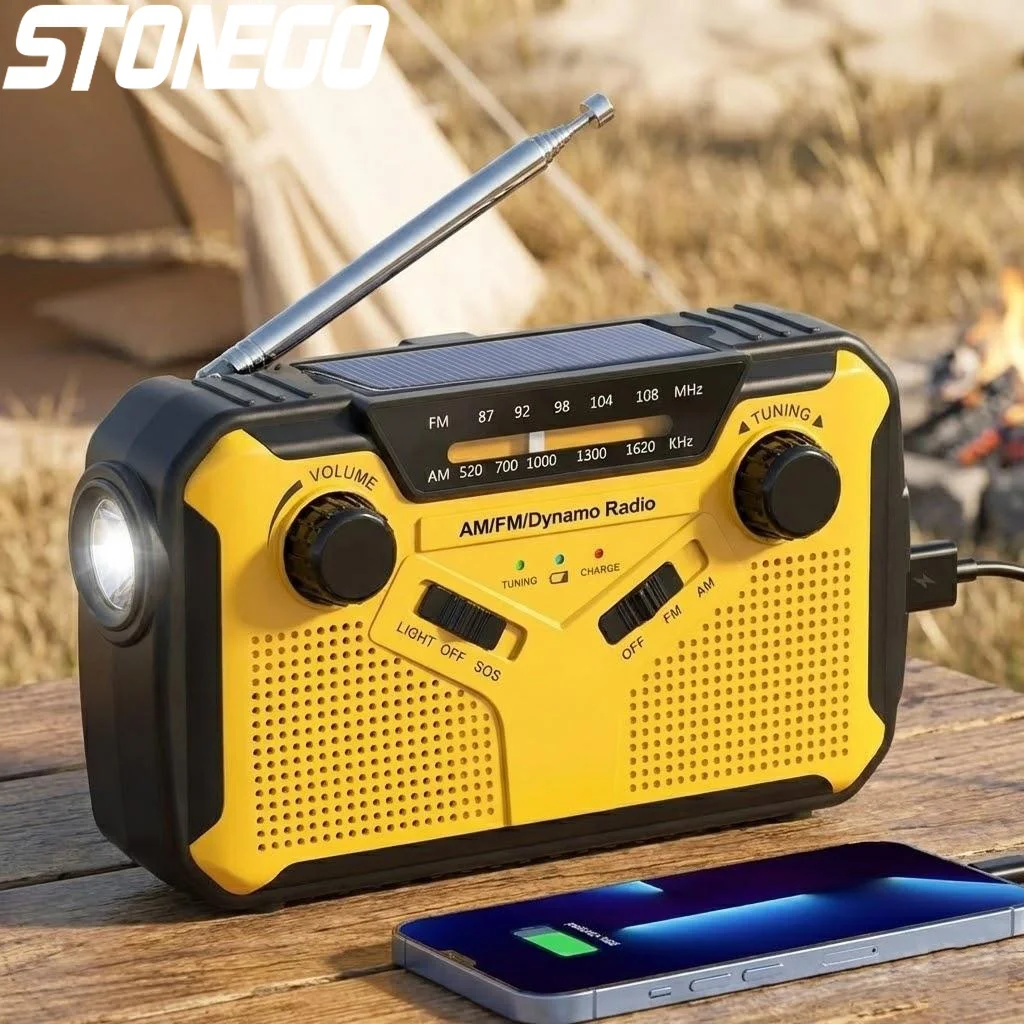 

Аварийное солнечное радио с ручным приводом AM/FM, повербанк 2500 мАч, светодиодный фонарь, лампа для чтения для кемпинга и походов