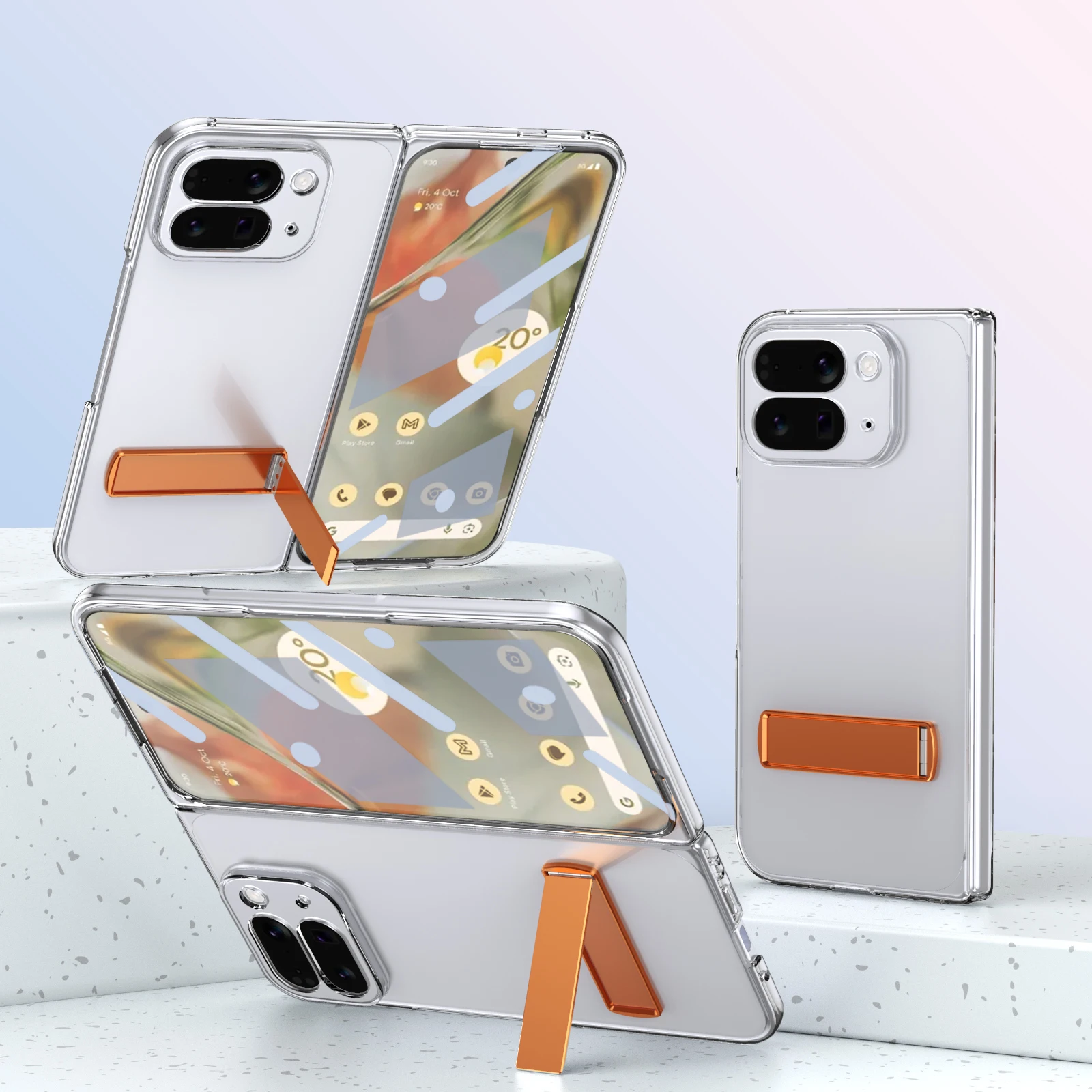 

Складной чехол для Google Pixel 10 Pro, защитный чехол с прозрачным металлическим ремешком, задняя крышка для мобильного телефона