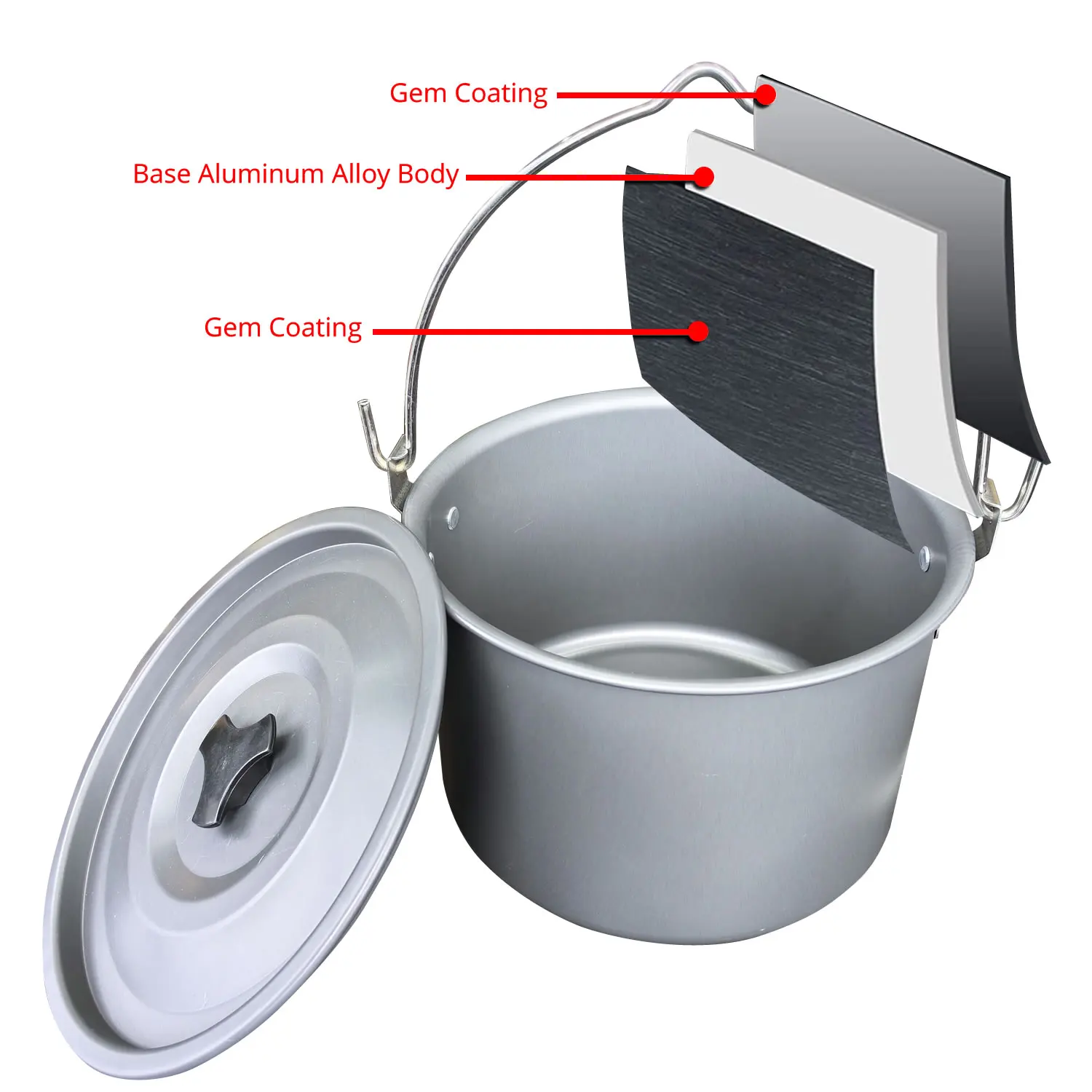 4L Large Capacity Camping Hanging Pot Ultra-light Aluminum Alloy Marching Outdoor Cooking Boiling Water Hanging Pot Cookware