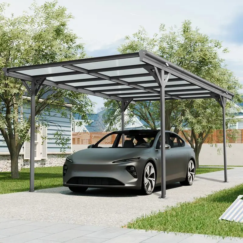 

Открытый карпорт 16 x 10 x 8 футов, алюминиевая рама с поликарбонатными панелями для прихожей, укрытия грузовиков, устойчивая к ультрафиолетовому излучению,