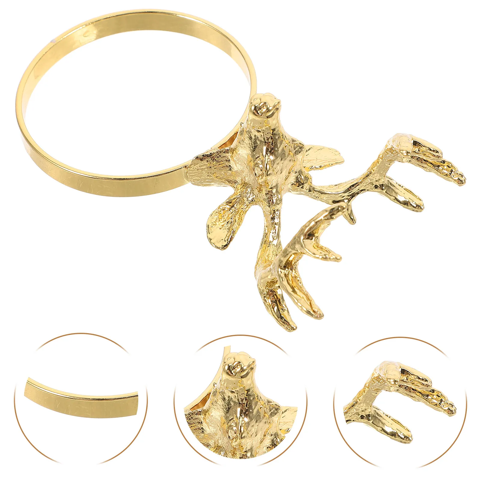 Christmas Elk Napkin Rings, 3D Metal Deer Head Table Decor for Holiday Dinner Party