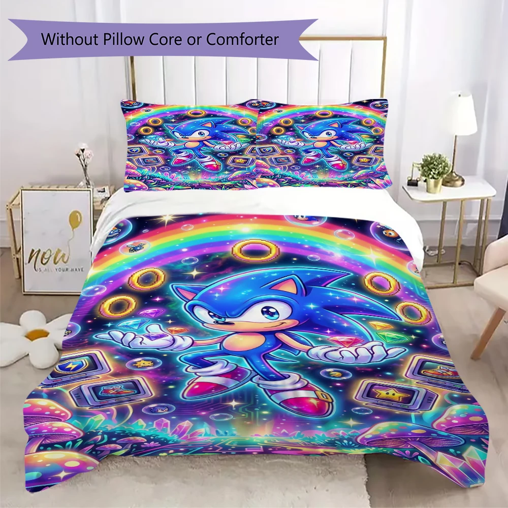 Beautiful Sonic Pillowcase & Duvet Cover Set Anime Bedding for Bedroom Decor The Best Gift for Hedgehog Fans.-Xin - view 3