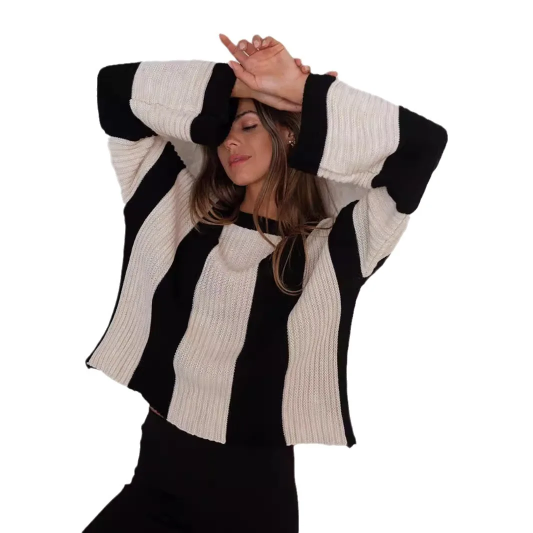 Damskie ubrania Sweter damski Modne swetry w paski Luźne swetry dzianinowe na co dzień Zimowe nowe swetry w stylu vintage