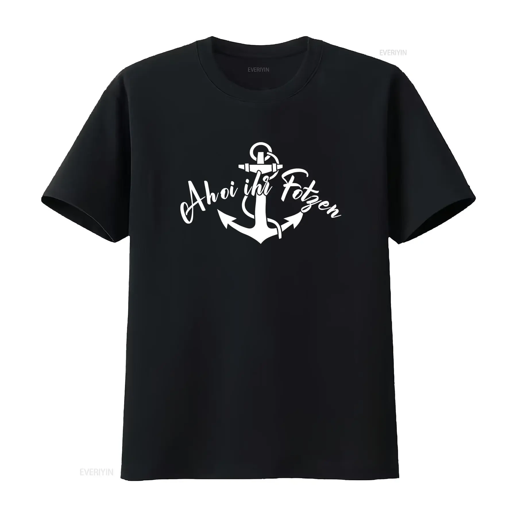 Ahoi ihr Fotzen Anchor Print T Shirt Perfect for Sailors and Northern Germany Enthusiasts vintage Washed graphic Breathable