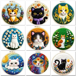 GATYZTORY Needle Felting Painting With Frame Kit For Beginner Cat Wool Felting Painting Handmade Felt Needles, Foam Pad,Cloth