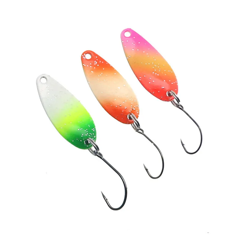 Forellen-Löffelköder 3 Stück/Set 2g 28mm Metall-Angelköder mit Einzelhaken Harter Köder für Forelle Barsch Chub Lachs