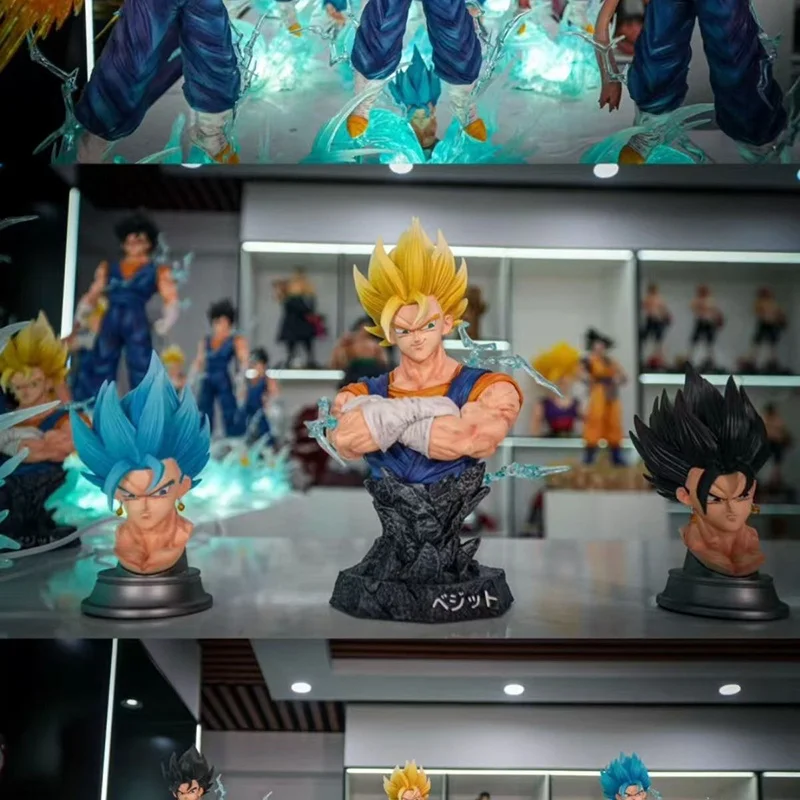 

Фигурка Dragon Ball Z Vegetto, 38 см, Коллекционная статуя Super Saiyan с 3 сменными головками, подарок для любителей игрушек