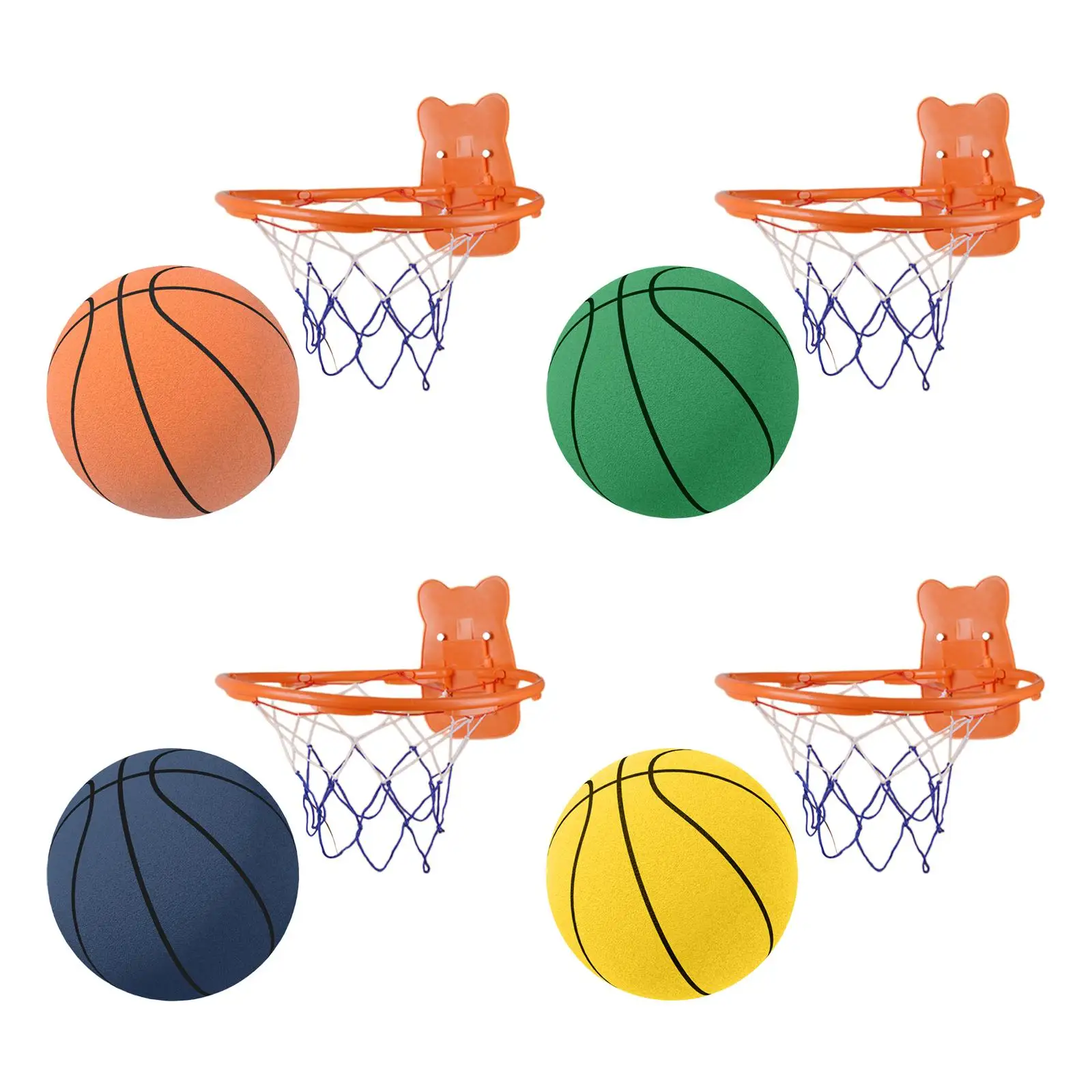 

Silent Basketball with Hoop Bouncy Ball Parent Child Interactive Toy Portable Children Toys Ball Sports Ball for Party Gift