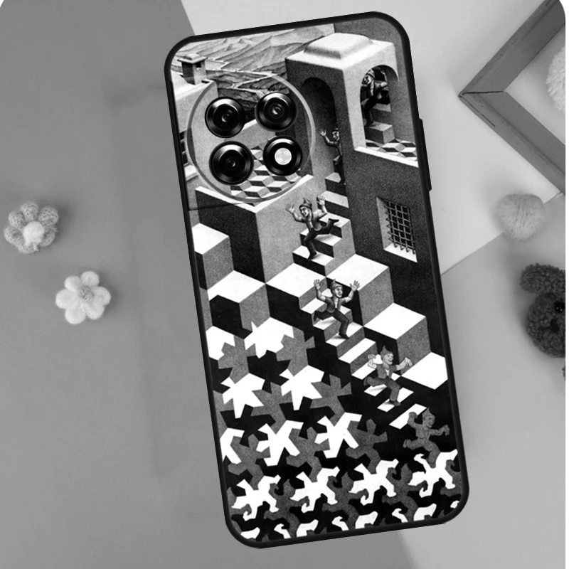 Escher Staircases Case For OnePlus 11 12 9 10 Pro 9RT 10T 10R 12R OnePlus Nord 2T N10 N20 CE 2 3 Lite Cover