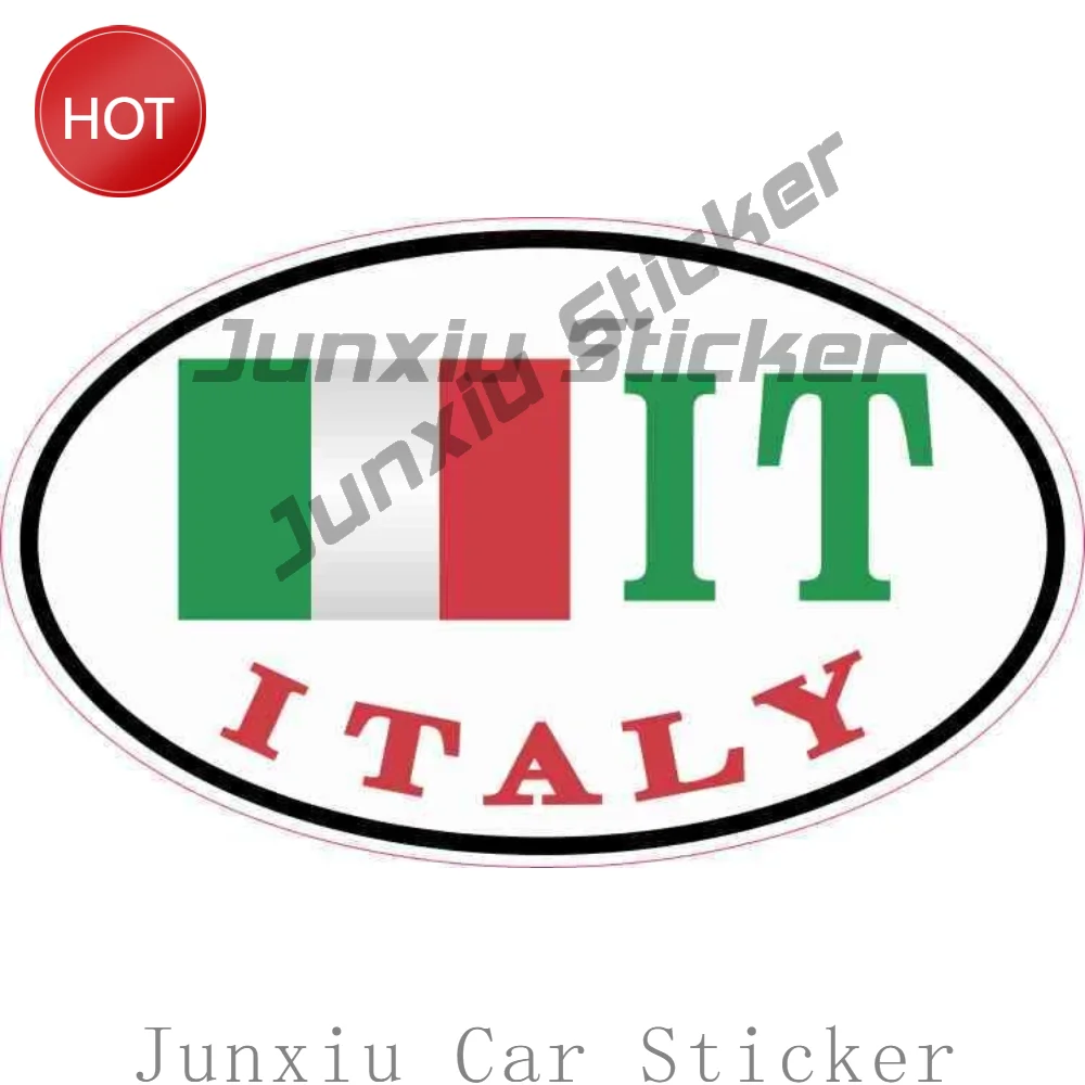 Oval IT Italy Flag PVC Car Sticker Decorative Decal For Car Window And Luggage Vehicle Decoration Automotive Accessories