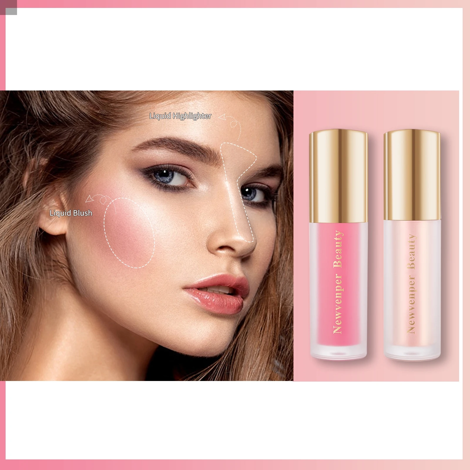 هايلايتر سائل + أحمر خدود سائل للوجه والجسم، لمسة نهائية لامعة عالية، لومينييزر سائل متوهج طبيعي، كريمي حريري، يدوم طويلاً #5