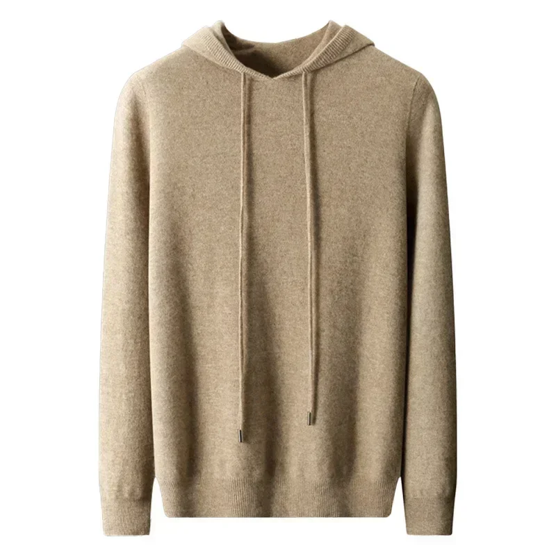 

2024 New Men's One-piece Ready-to-wear Hoodie 100% Merino Wool Knitted Sweatshirt Autumn Winter Casual Large Top Long Sleeved