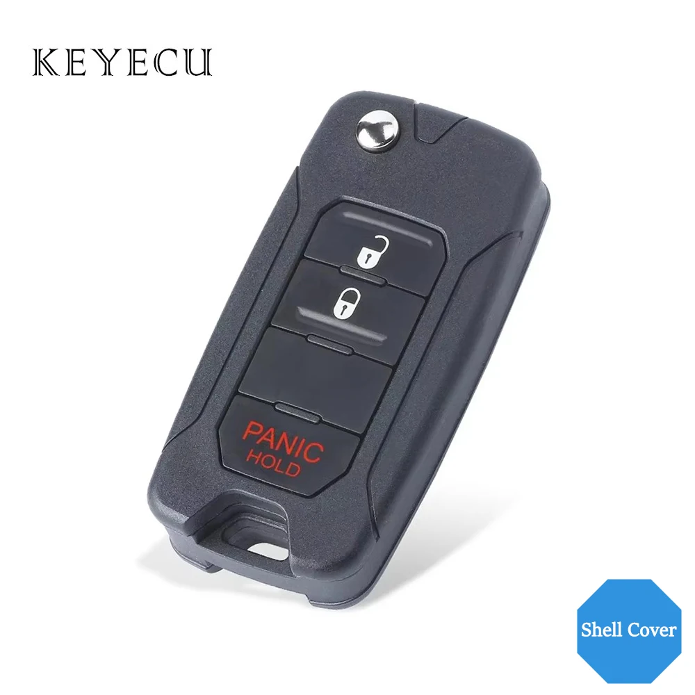 Keyecu Flip Remote Car Key Shell Case Cover 3Buttons Replacement for Jeep Renegade 2015 2016 2017 2018 2019 2020 2ADFTF15AM433TX