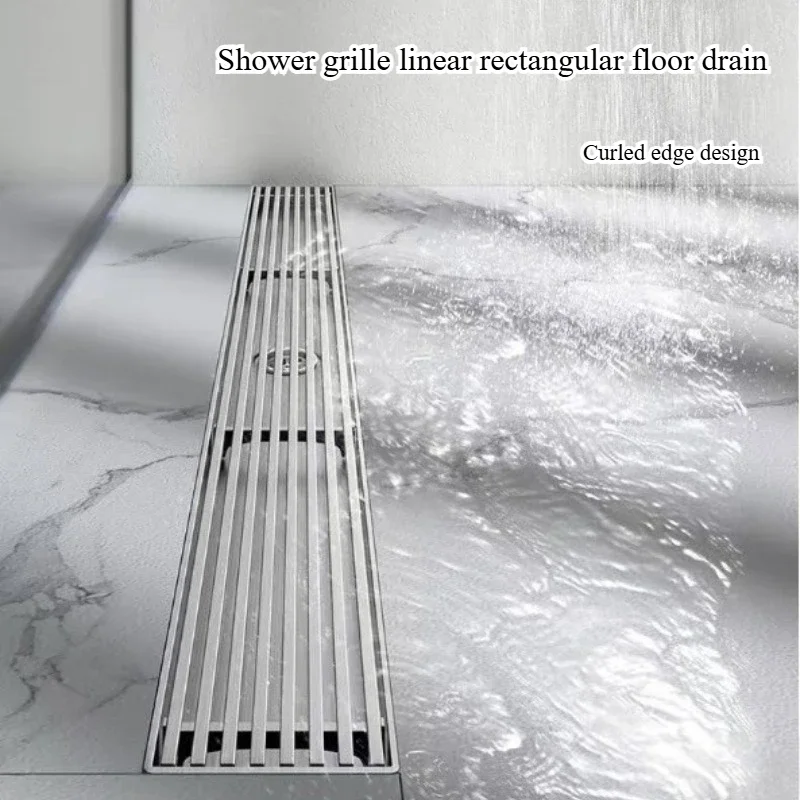 304 stainless steel 8.5cm wide long strip floor drain, bathroom shower grille, linear rectangular anti odor floor drain