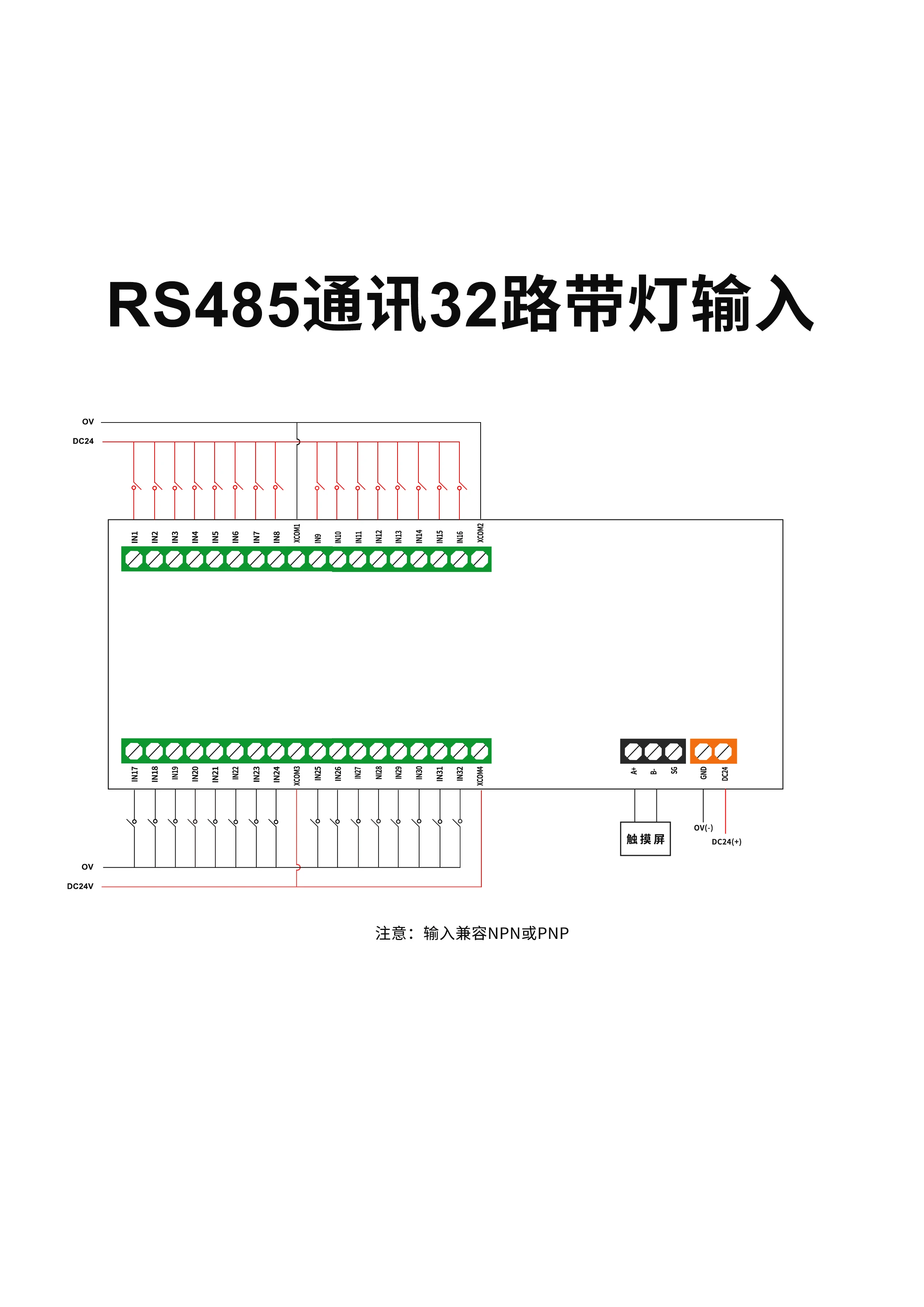 Huaqingjun modulo di ingresso LAN RS485 232 a 32 canali acquisizione dati digitale 24VDC con luci Modbus RTU/TCP per interruttore