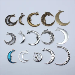 5pcs Moon Pendant Charms For Jewelry Making DIY Handmade Craft Antique Jewelry Making