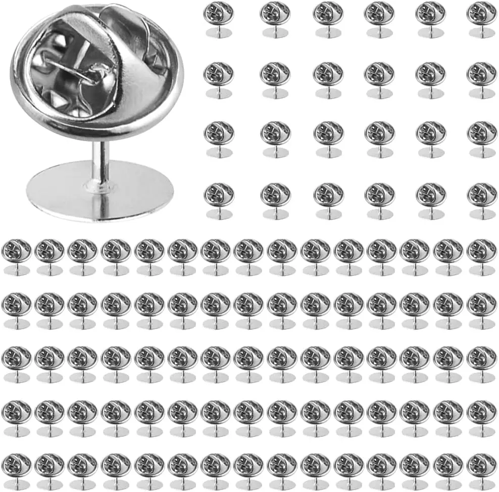 

100Pcs 11mm Butterfly Pin Backs & 100Pcs 10mm Tie Tacks Silver for Jewelry Making