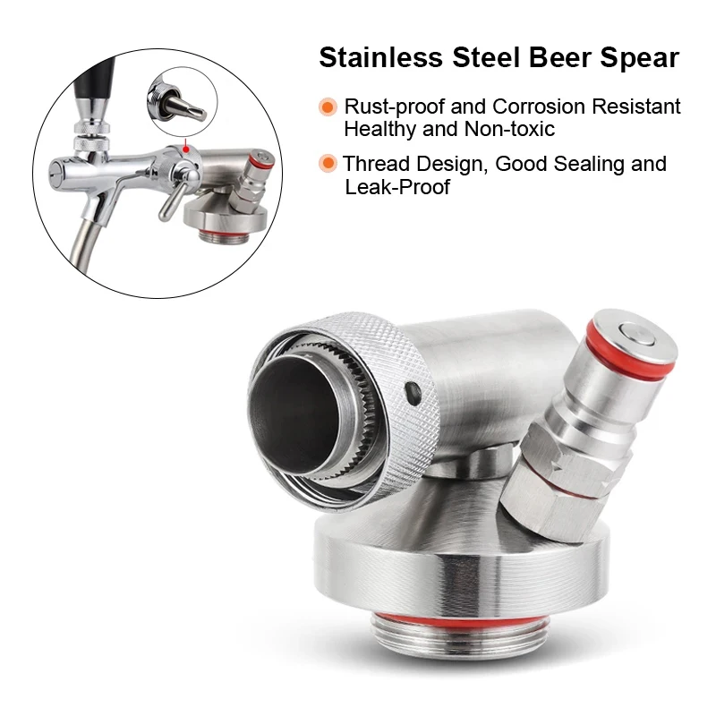 Stainless Steel Beer Keg Tap Dispenser Mini Growler Spear, Adjustable Tap Faucet & Premium Co2 Charger Kit homebrew Accessories