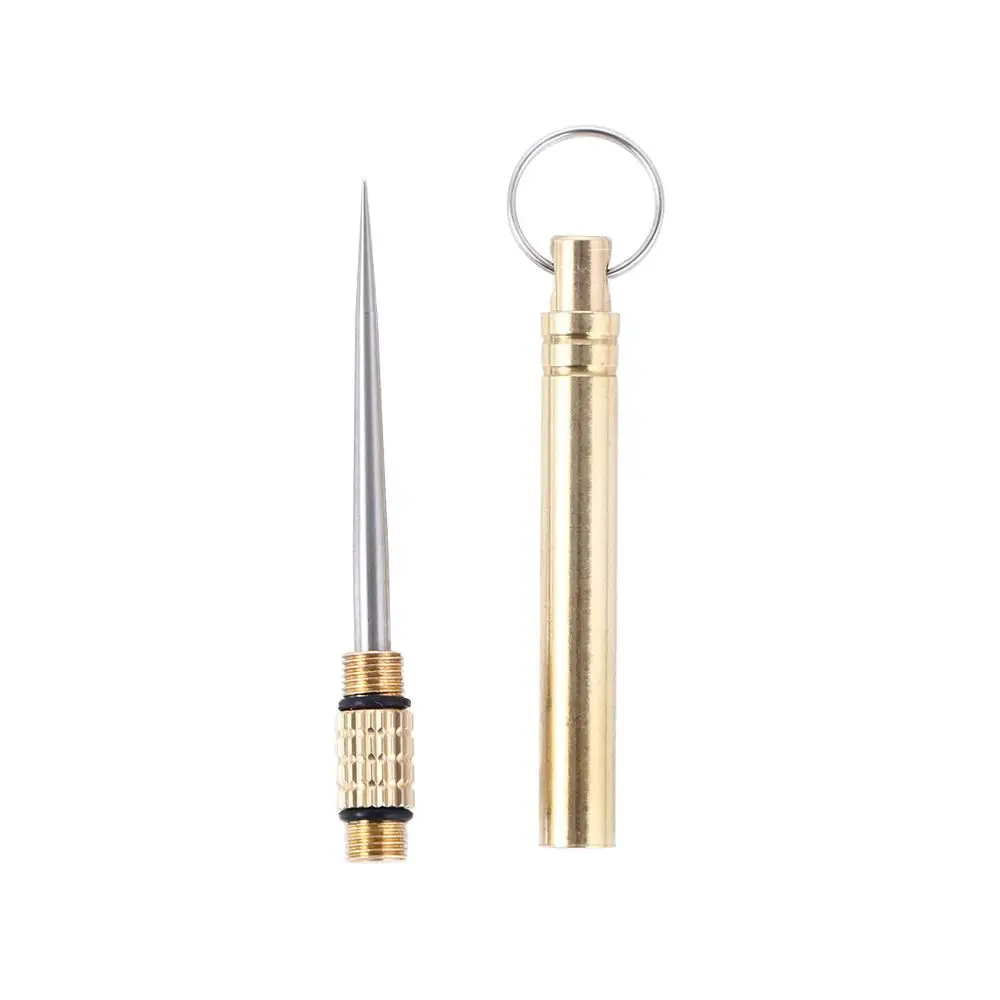 Brass Metal Camping Tool Fruit Pick Tooth Cleaning Accessory With Key Ring Toothpick Fruit Fork Brass Toothpick Toothpick Tube