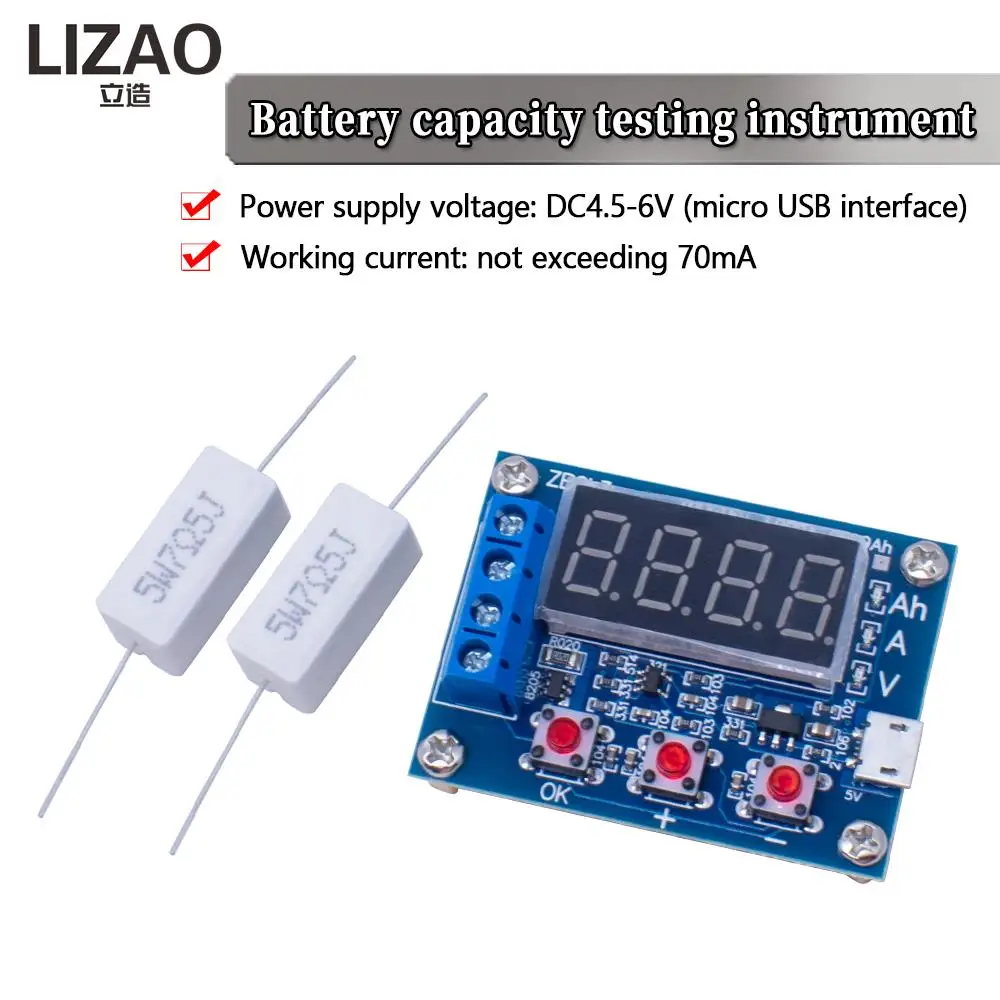 ZB2L3 Li-ion Lithium Lead-acid Battery Capacity Meter Discharge Tester Analyzer Measurement Analysis Instruments