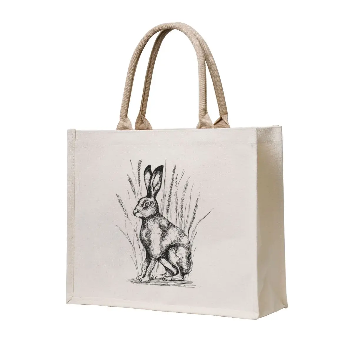 

Black Hare illustration Tote Bag hand bag ladies canvas bags large tote bag large size bags