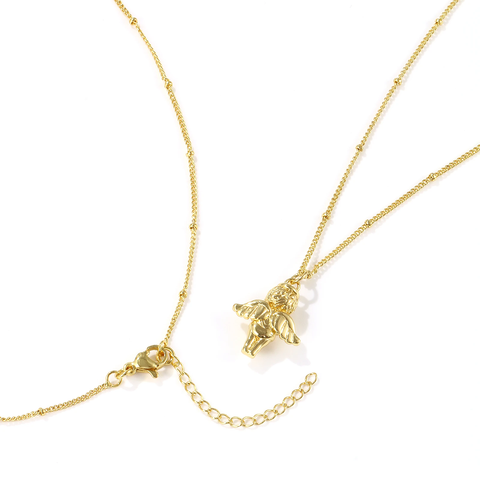 1pc Angel 3D Pendant Charm Necklace Stylish 18K Gold Plated Brass Curb Link Chain Retro Charms Necklace For Women 45cm+ 5cm Long view 5