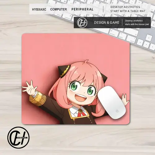 Imagen 2 del producto Alfombrilla de ratón de escritorio de Anime Kawaii Spy X Family, 45 × 40, Anya Forger, alfombrilla de ratón antideslizante con borde de bloqueo de goma Natural pequeña, alfombrilla de escritorio XS